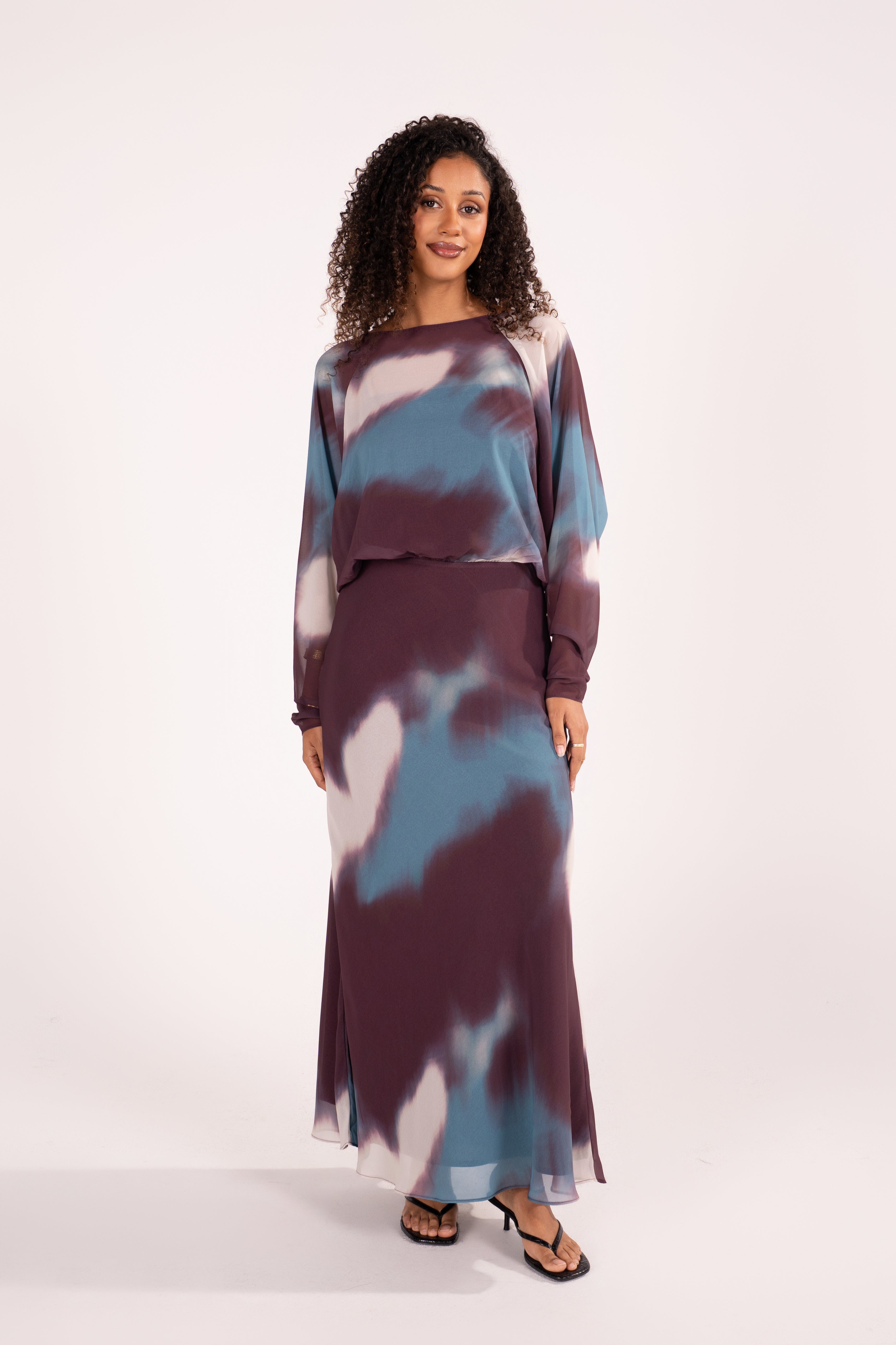 Cassia Long Batwing Sleeve Maxi Dress