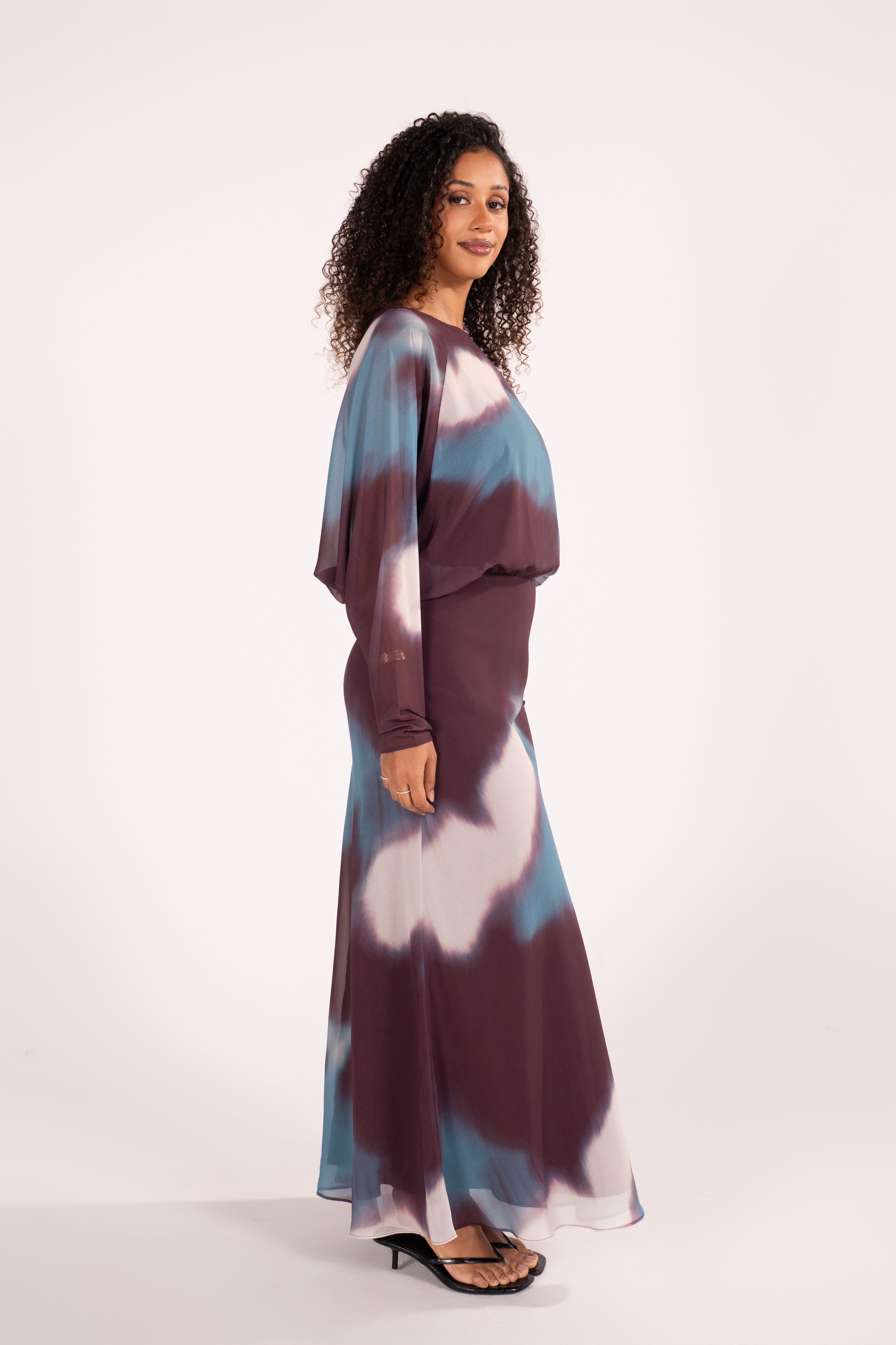 Cassia Long Batwing Sleeve Maxi Dress