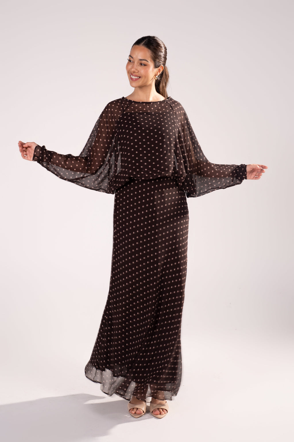 Cassia Long Batwing Sleeve Maxi Dress