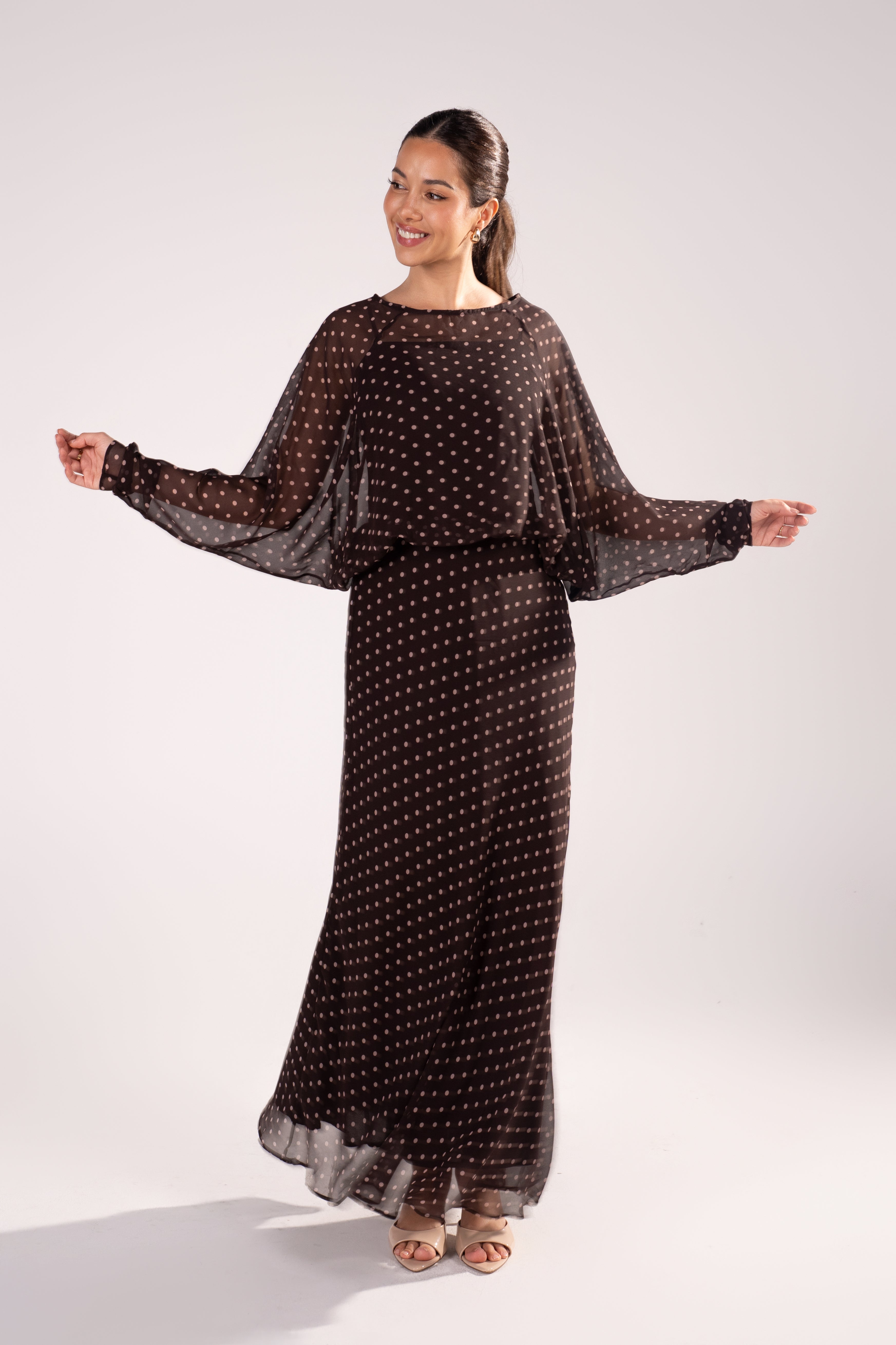 Cassia Long Batwing Sleeve Maxi Dress