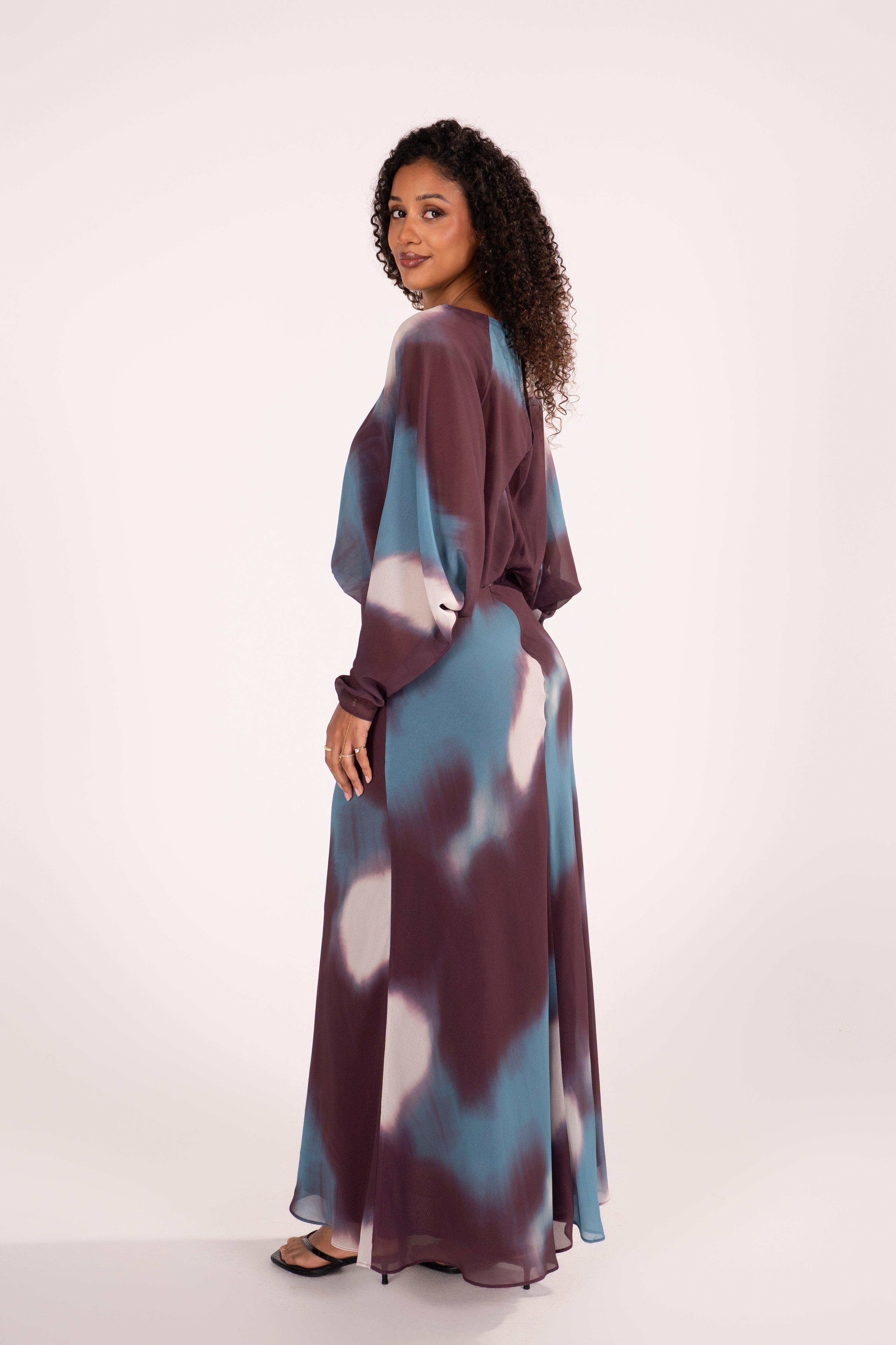 Cassia Long Batwing Sleeve Maxi Dress