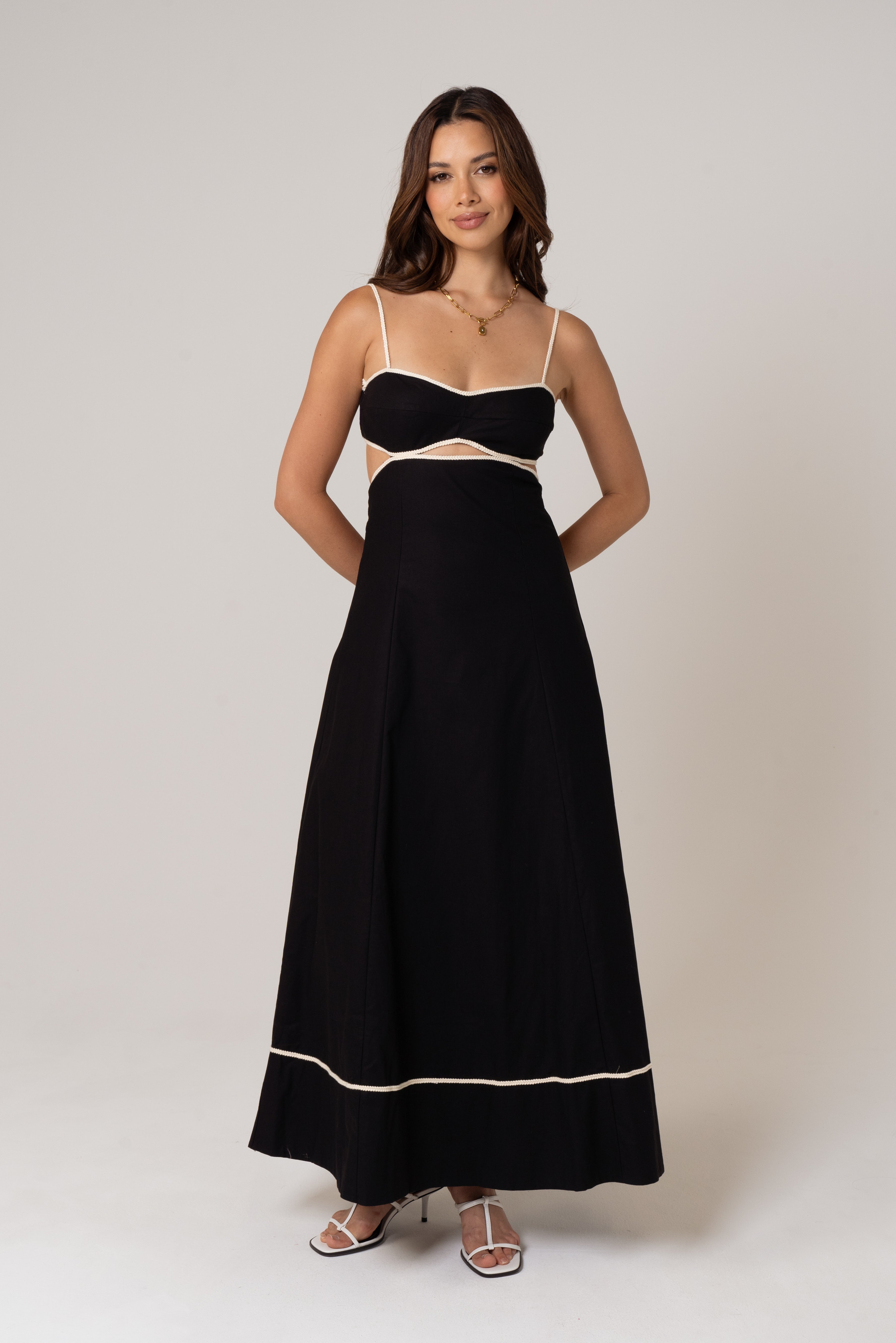 Melissa Linen Maxi Dress with Contrast Trims