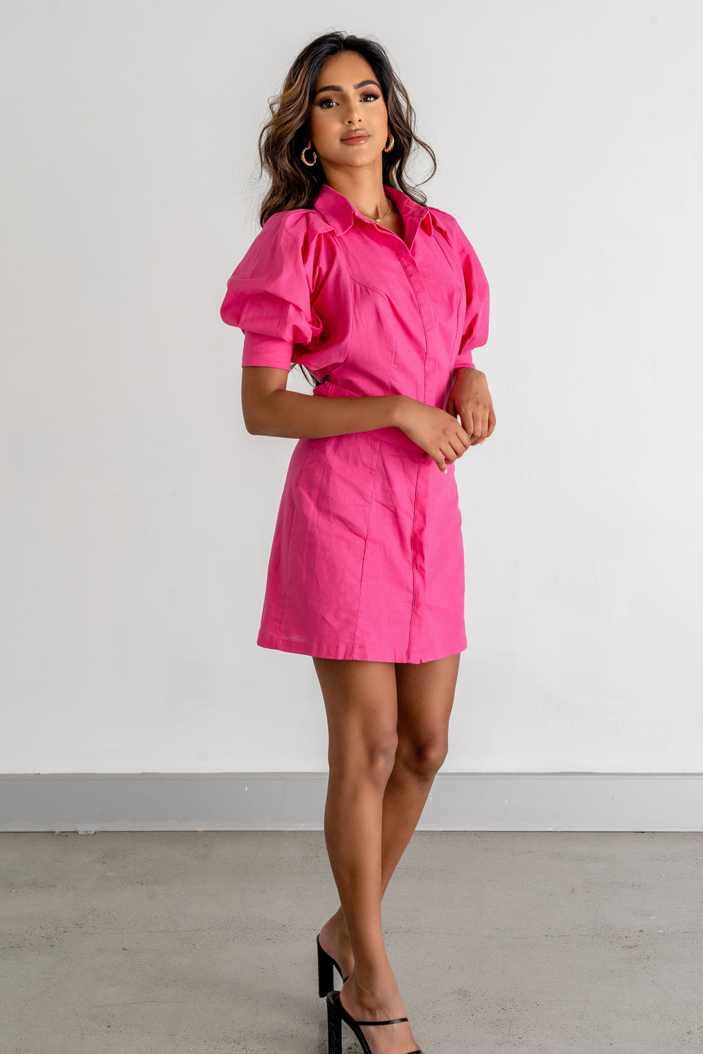 Leilani Fuschia Mini Dress with Detachable Belt
