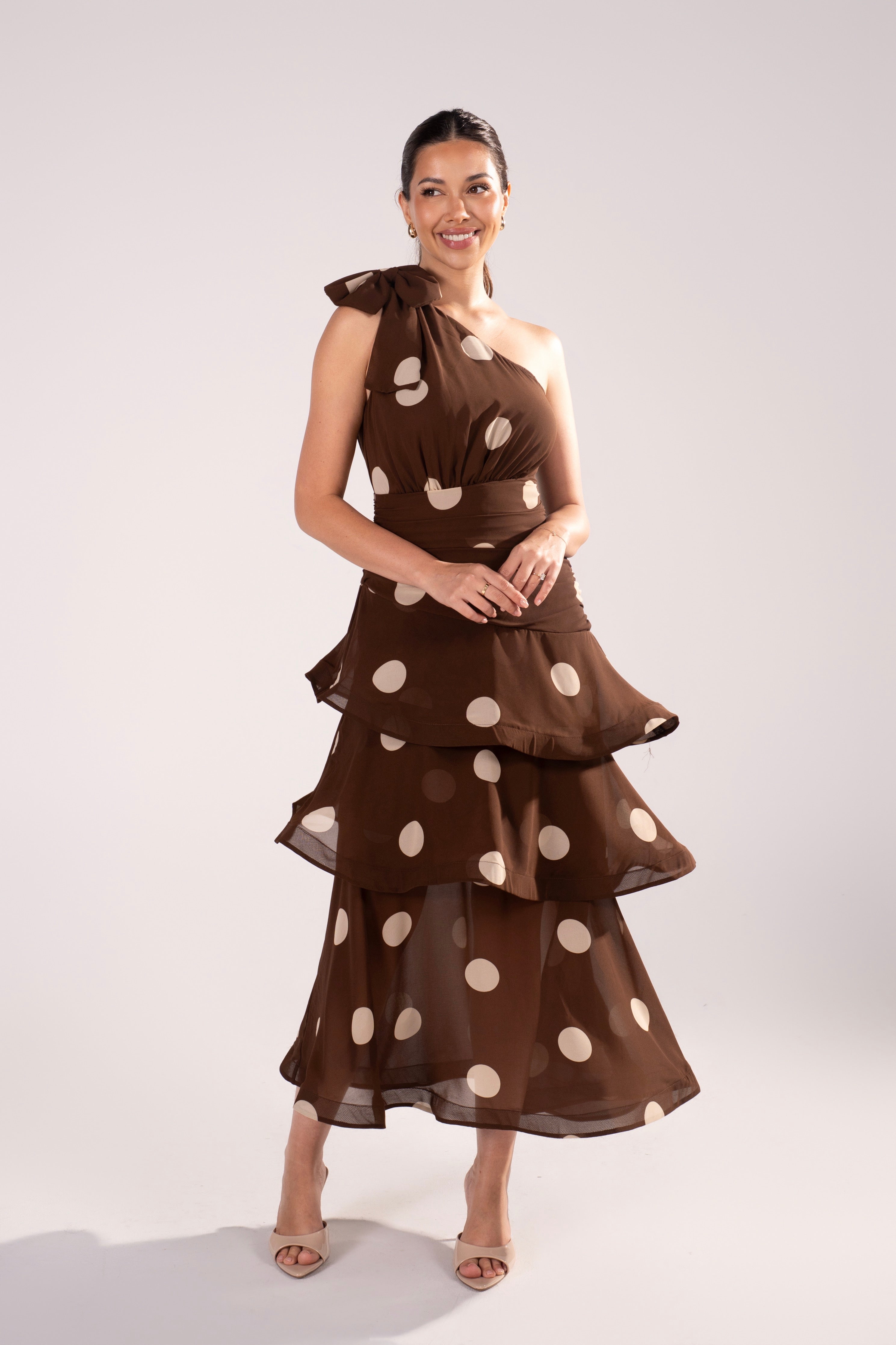 Evelyn One Shoulder Tiered Maxi Dress