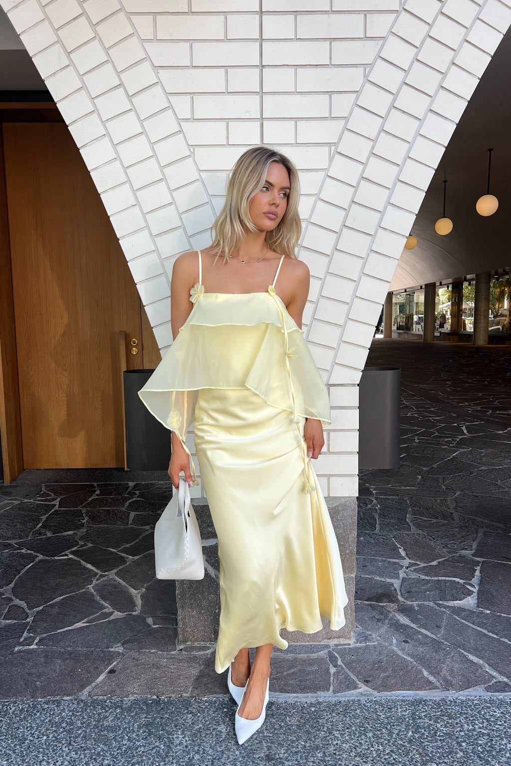 Brea Butter Yellow Ruffle Maxi Dress