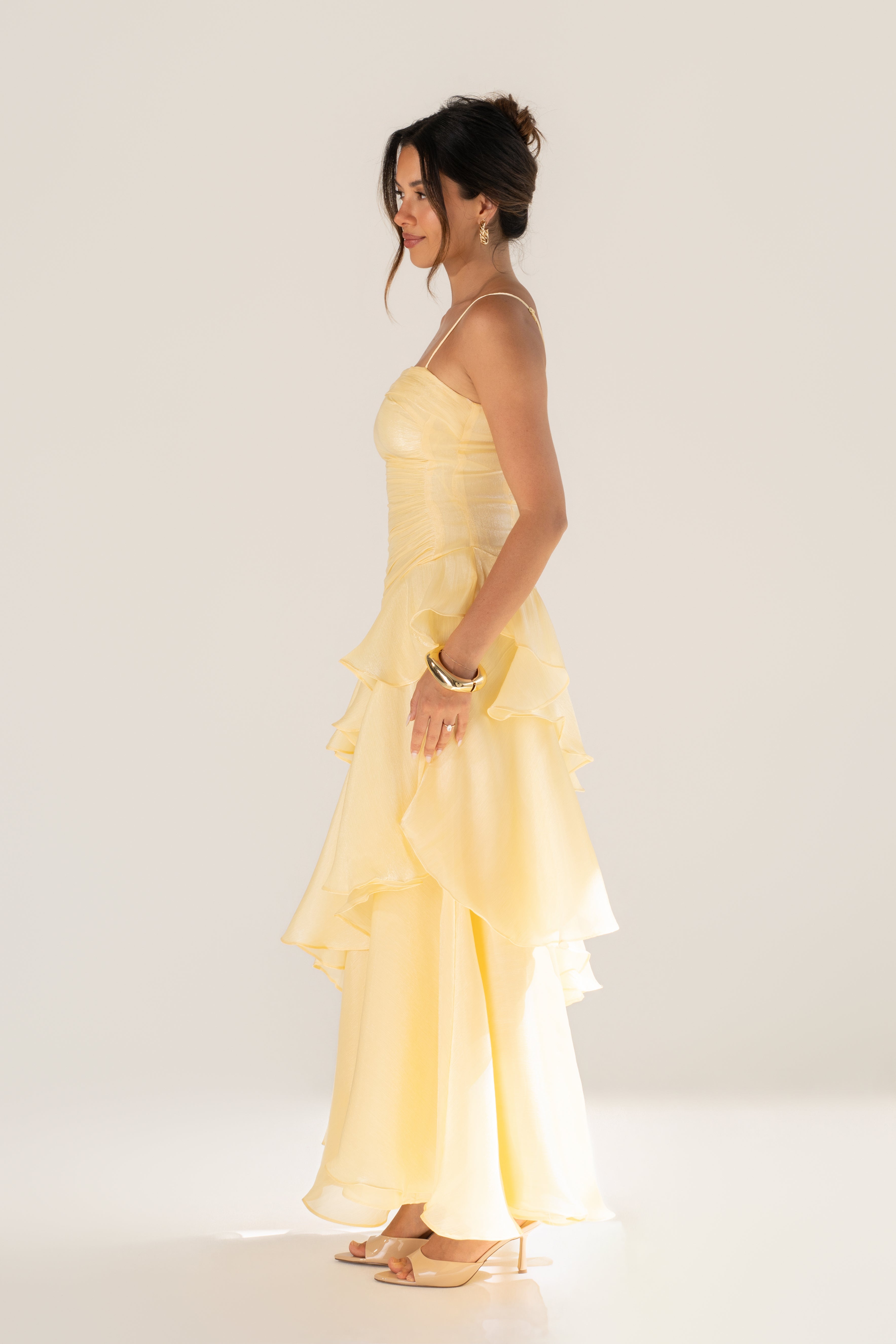 Johanna Shimmering Ruffle Maxi Dress