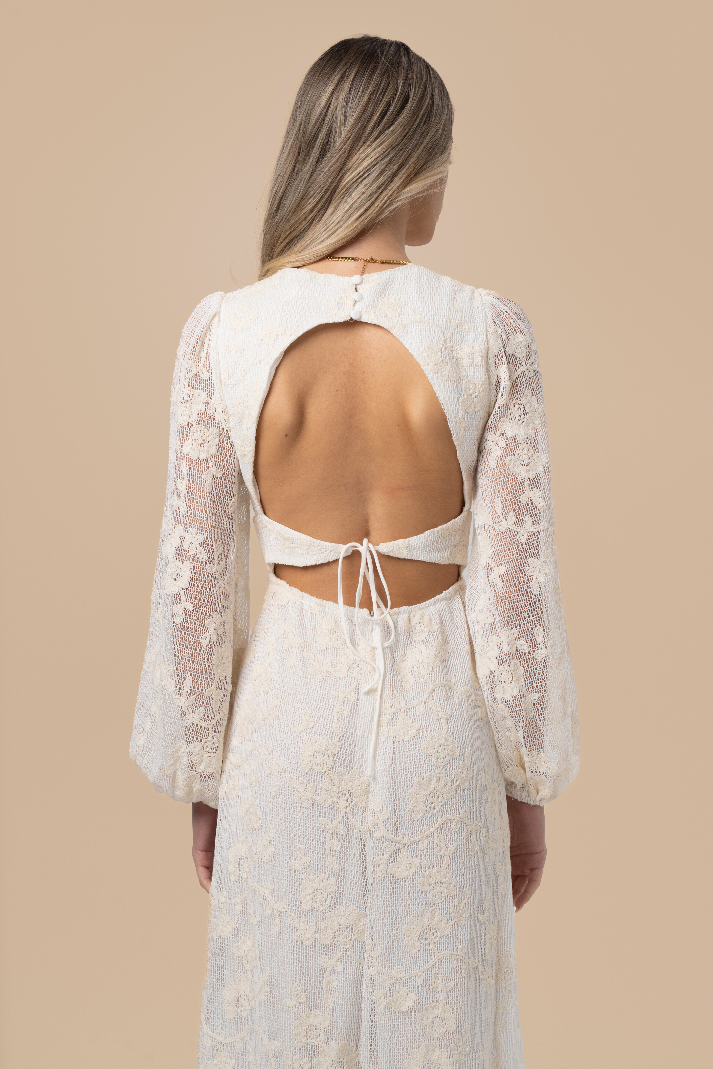 Maliyah Long Sleeve Open-Back Midi Dress