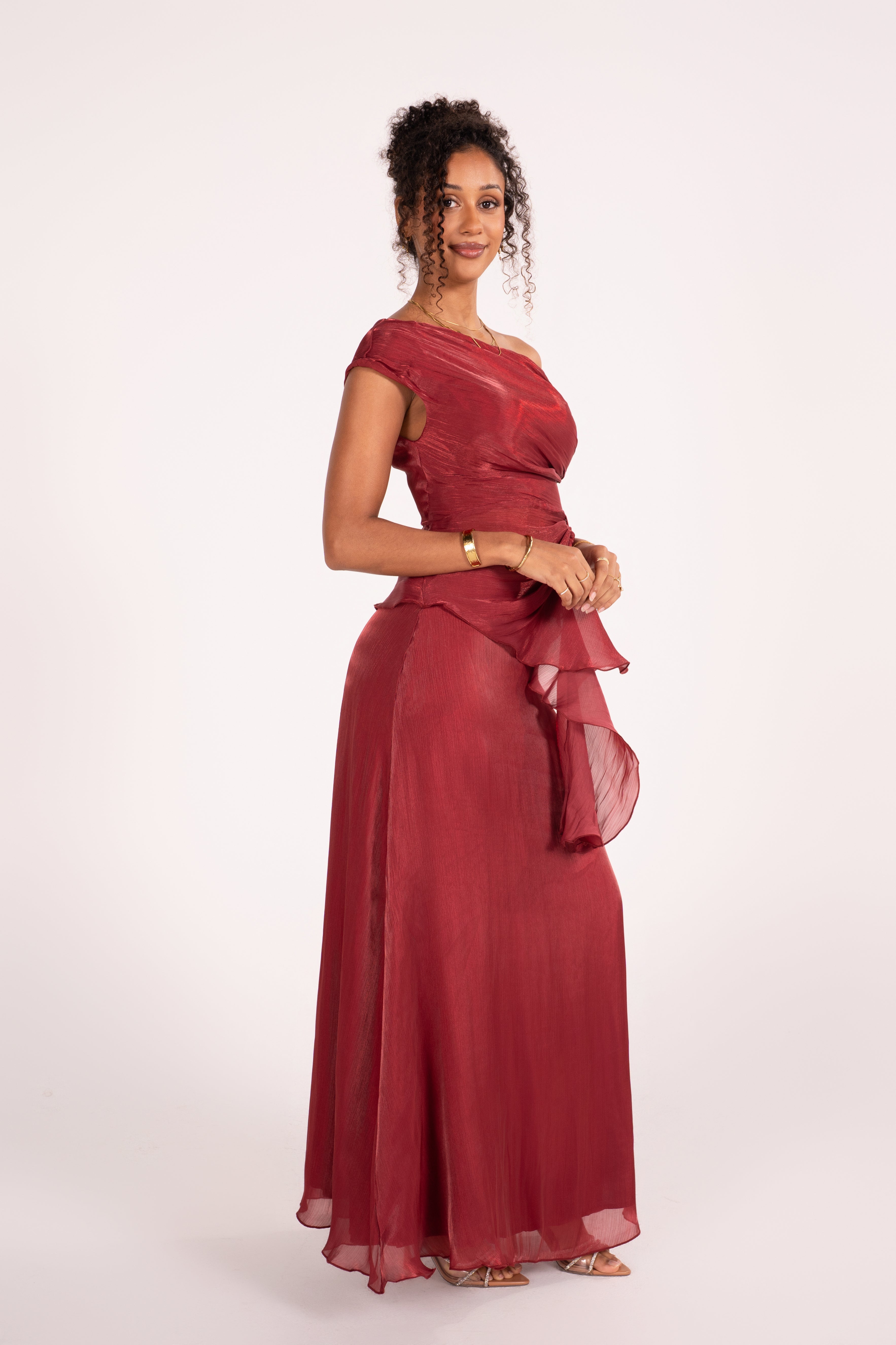 Renata Shimmer Drop Shoulder Top & Maxi Skirt